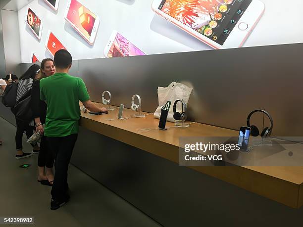 IPhone 6 series are sold in an Apple store at Nanjing East Road on June 22, 2016 in Shanghai, China. A local company called Shenzhen Baili recently...