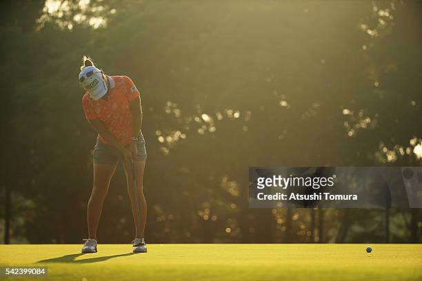 Asako Fujimoto of Japan putts on the 6th green during the first round of the Earth Mondamin Cup at the Camellia Hills Country Club on June 23, 2016...