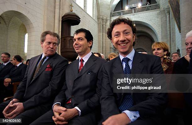 The Duke of Orleans, Prince Charles Emmanuel de Bourbon Parme and Stephan Bern attend the inhumation ceremony in the Collegiate Church of Sainte-Ours...