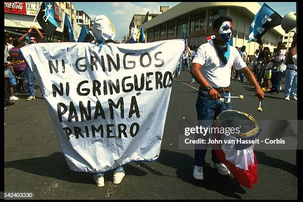 Demonstration against US presence at the multinational antinarcotics center at Howard Air Force Base.