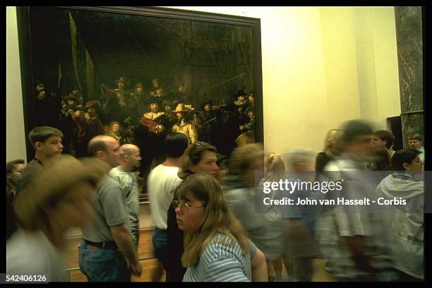 Inside the Rijksmuseum, in front of Rembrandt's 'The Night Watch.'