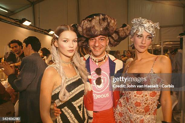 Fashion designer John Galliano and top model Kate Moss during Paris Fashion Week's Ready-to-Wear Spring/Summer 1994 fashion show.