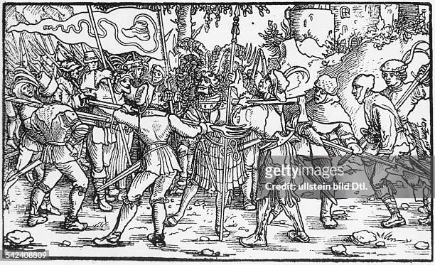 Bauernkriege 1524/25ein gefangener Ritter 1524/25Holzschnitt aus einer Petrarca-ÜbersetzungAugsburg 1532