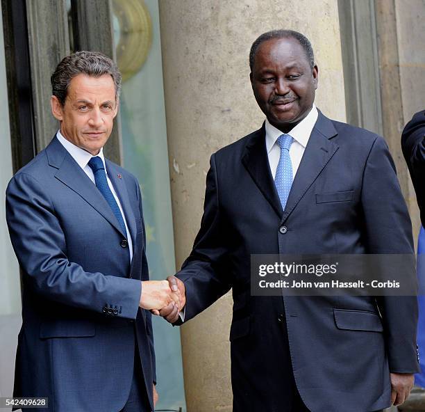 Invited for the Bastille Day celebrations 12 African leaders of the ex-French colonies who are celebrating 50 years of independence meet with...