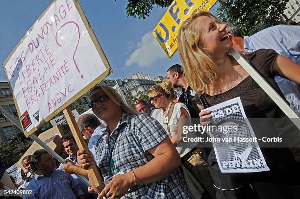 The protest demonstration march in Paris against President SarkozyÕs policy on the expulsion of the Roma fo Romania was also joined by French gypsies...