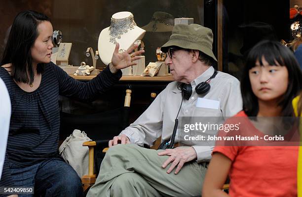 Film director Woody Allen is in Paris filming his new movie Midnight in Paris in front of Chopard the luxury watch and jewelry store near Place...