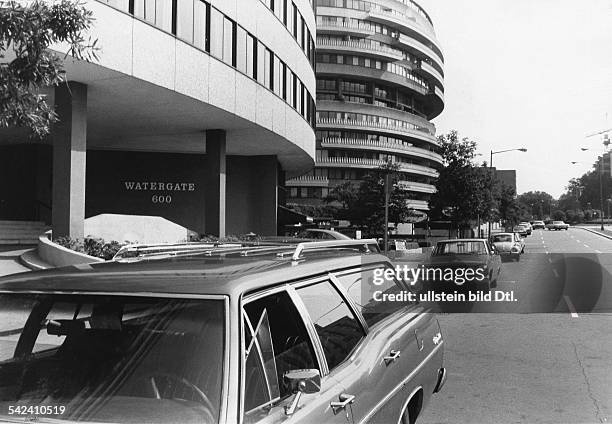 View outside the Watergate Complex on New Hapshire Avenue Northwest, Washington, D.C. Photographed in July 1973.