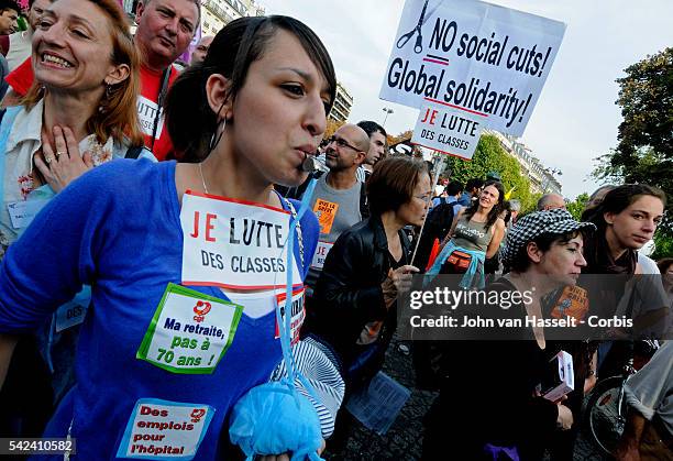 French unions staged the second nationwide walk out and protest demonstration march this month over plans to raise the retirement age from 60 to 62....