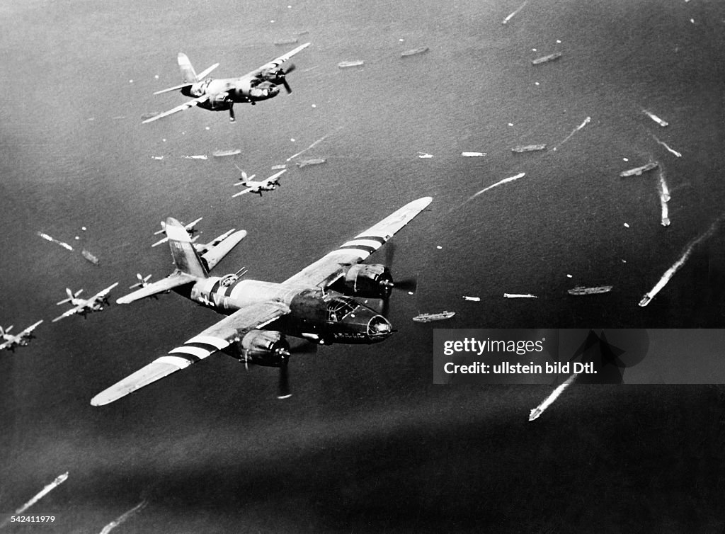II. WK: Amerika : D-day Marauder-Flugzeuge im Anflug