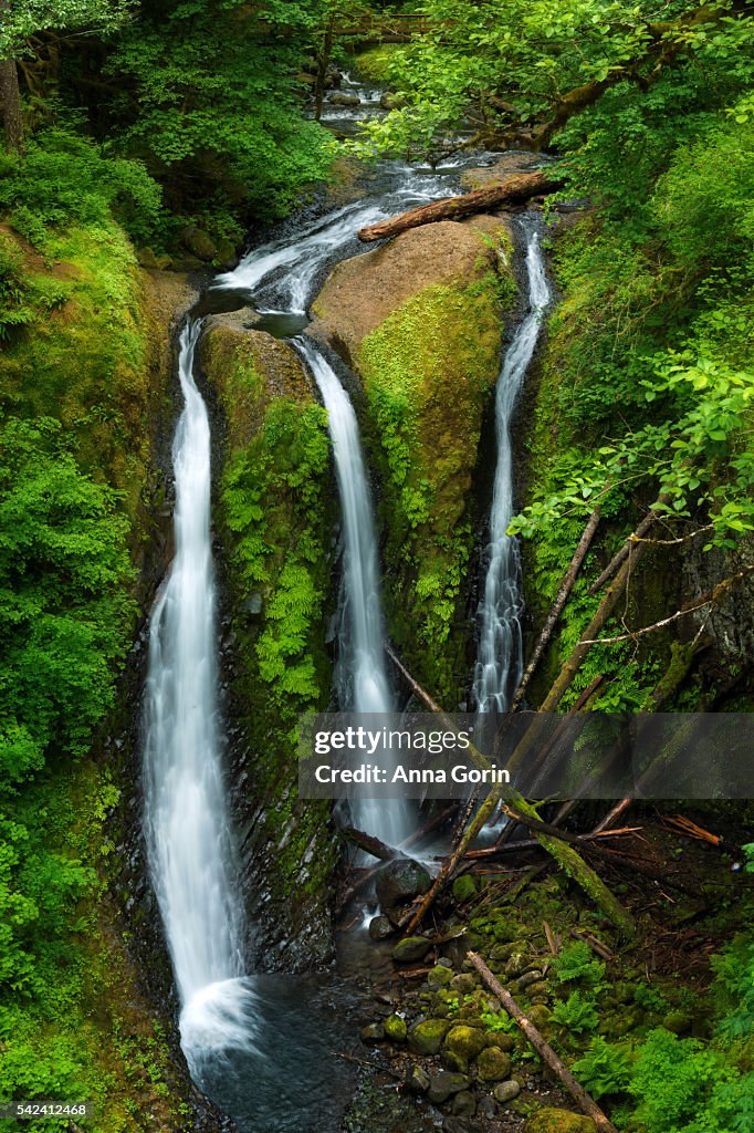 Long exposure of Triple Falls in Columbia River Gorge, Oregon