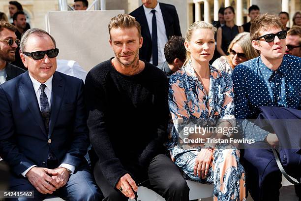 David Beckham, Kate Moss and Nikolai Von Bismarck attend the Louis Vuitton Menswear Spring/Summer 2017 show as part of Paris Fashion Week on June 23,...