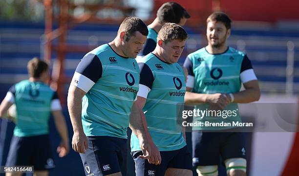 Port Elizabeth , South Africa - 23 June 2016; Mike Ross, left, and Tadhg Furlong of Ireland during rugby squad training at the Nelson Mandela...