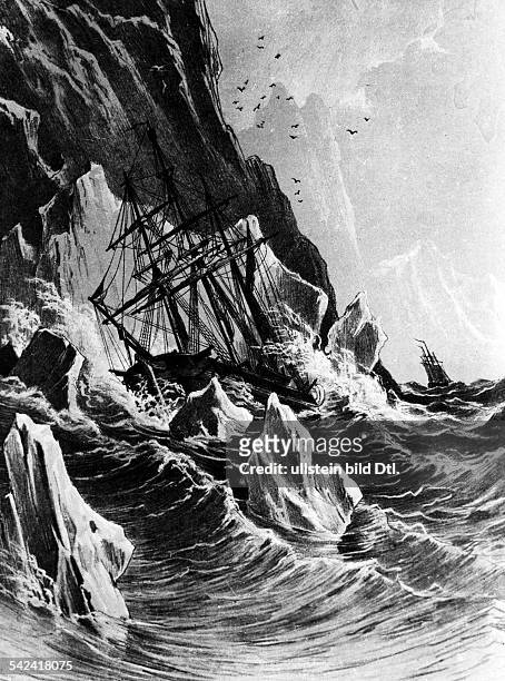Forschungsexpedition unter Commander William Edward Parry zur Entdeckung der Nord-West-Passage.Untergang der HMS Fury , i.H. Die Hecla.1825zeitg....