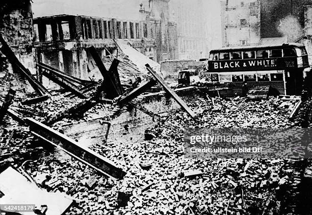 Air War: Battle of Britain Damages in a London industrial district .Spring 1941