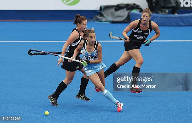 Delfina Merino of Argentina during the FIH Women's Hockey Champions Trophy match between Argentina and New Zealand at Queen Elizabeth Olympic Park on...