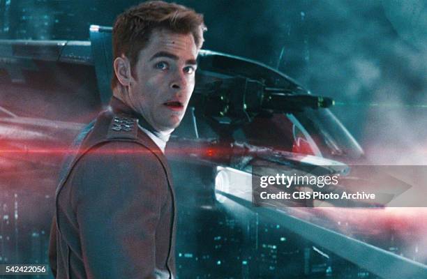 Chris Pine as Captain James T. Kirk during an ambush at Starfleet Acadamy in the 2013 movie, "Star Trek: Into Darkness." Release date May 16, 2013....