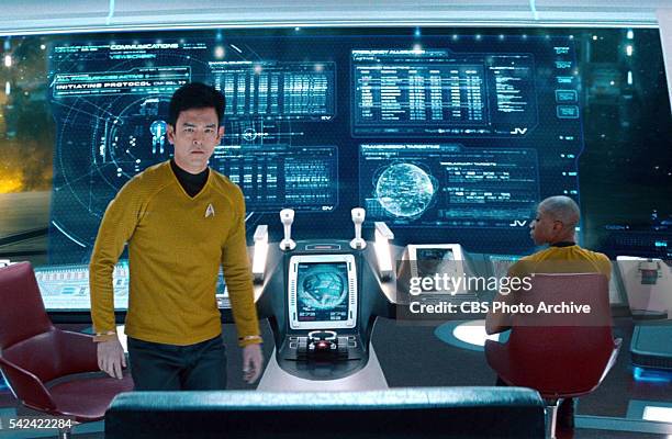 John Cho as Lieutenant Hikaru Sulu on the bridge of the Starship Enterprise in the 2013 movie, "Star Trek: Into Darkness." Release date May 16, 2013....
