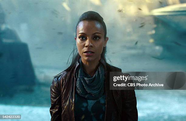 Zoe Saldana as Lieutenant Nyota Uhura on the planet Qo'noS, the homeworld of the Klingon Empire in the 2013 movie, "Star Trek: Into Darkness."...