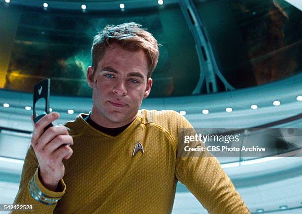 Chris Pine as Captain James T. Kirk in the 2013 movie, "Star Trek: Into Darkness." Release date May 16, 2013. Image is a screen grab.