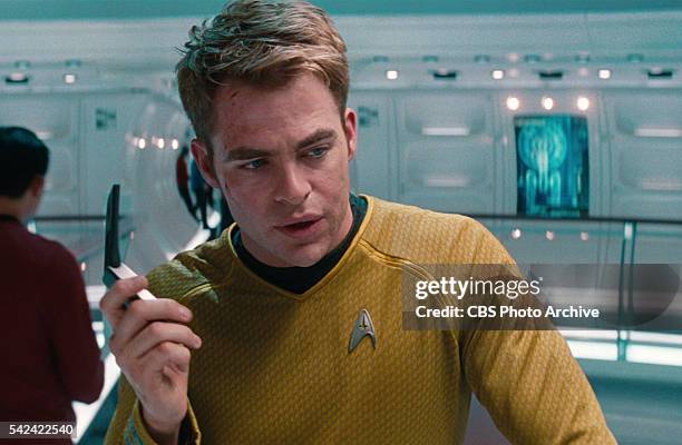 Chris Pine as Captain James T. Kirk in the 2013 movie, "Star Trek: Into Darkness." Release date May 16, 2013. Image is a screen grab.