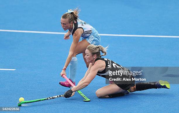 Agustina Habif of Argentina and Anita McLaren of New Zealand during the FIH Women's Hockey Champions Trophy match between Argentina and New Zealand...