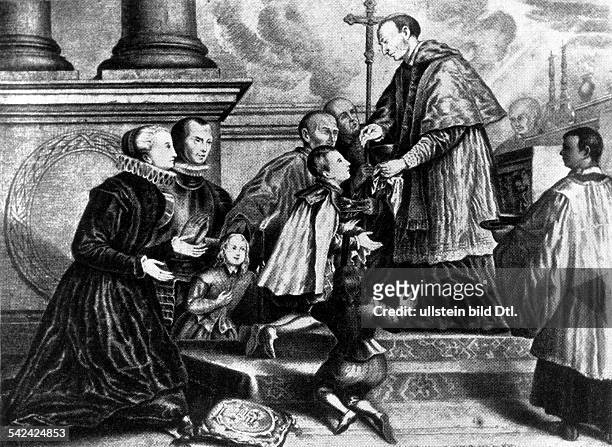 Karl BorromäusErzbischof von Mailand und Kardinalreicht dem Aloisius die erste heiligeKommunion