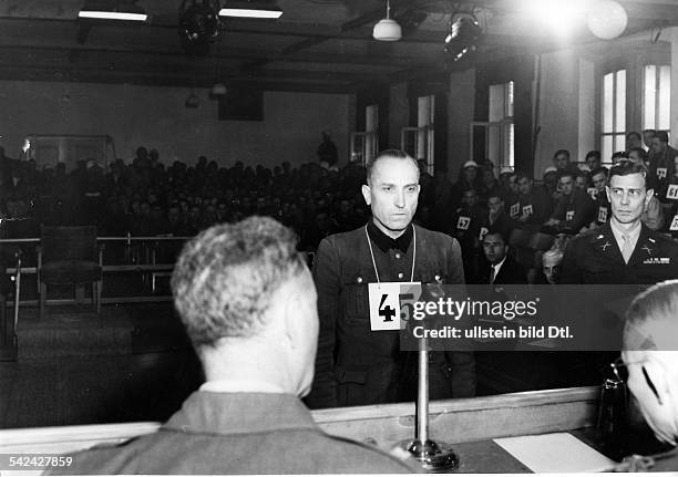 Malmedy-Prozess gegen Angehörigeder SS-Panzerdivision 'Adolf Hitler':Der Angeklagte Hermann Priess.Dachau- Mai 1946