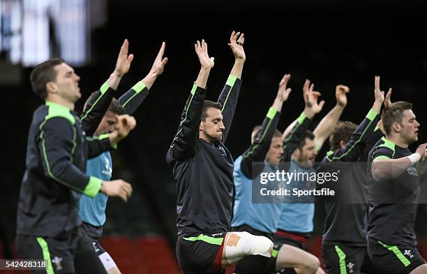 March 2015; Wales' Sam Warburton during their captain's run ahead of their RBS Six Nations Rugby Championship game against Ireland on Saturday....