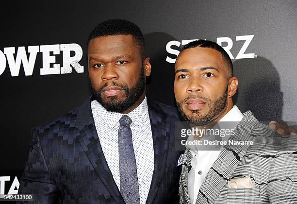 Curtis '50 Cent' Jackson and Omari Hardwick attend 'Power' Season 3 New York Premiere at SVA Theatre on June 22, 2016 in New York City.