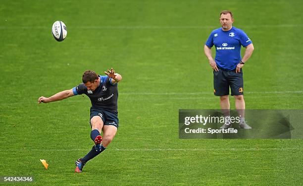 April 2015; Leinster's Jimmy Gopperth and kicking coach Richie Murphy during their captain's run before the European Rugby Champions Cup Semi-Final...