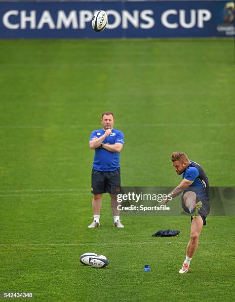 April 2015; Leinster's Ian Madigan and kicking coach Richie Murphy during their captain's run before the European Rugby Champions Cup Semi-Final...