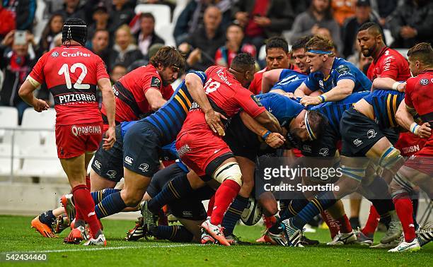April 2015; The Leinster pack go over for their side's only try of the game. European Rugby Champions Cup Semi-Final, RC Toulon v Leinster. Stade...