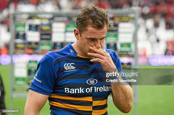 April 2015; Leinster's Jamie Heaslip, dejected after the game. European Rugby Champions Cup Semi-Final, RC Toulon v Leinster. Stade Vélodrome,...