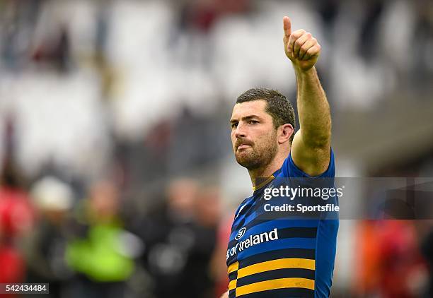 April 2015; Leinster's Rob Kearney acknowledges the Leinster supporters after the game. European Rugby Champions Cup Semi-Final, RC Toulon v...