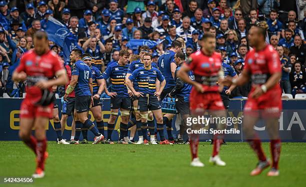 April 2015; Eoin Reddan and his Leinster teammates look on after conceding an extra time try. European Rugby Champions Cup Semi-Final, RC Toulon v...