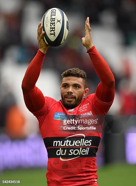 April 2015; Bryan Habana, RC Toulon, acknowledges the crowd after his side's victory. European Rugby Champions Cup Semi-Final, RC Toulon v Leinster....
