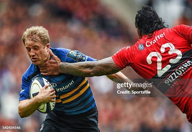 April 2015; Luke Fitzgerald, Leinster, is tackled by Jocelino Suta, RC Toulon. European Rugby Champions Cup Semi-Final, RC Toulon v Leinster. Stade...