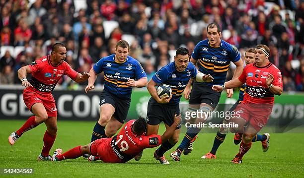April 2015; Ben Te'o, Leinster, is tackled by Steffon Armitage, Toulon. European Rugby Champions Cup Semi-Final, RC Toulon v Leinster. Stade...