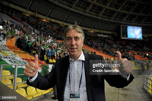 September 2011; FAI Chief Executive John Delaney at the end of the game. EURO 2012 Championship Qualifier, Russia v Republic of Ireland, Luzhniki...
