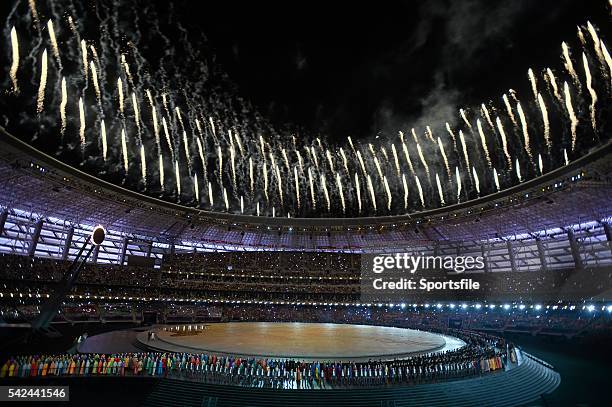 June 2015; A general view of the Olympic Stadium during the 2015 European Games Opening Ceremony in Baku, Azerbaijan. Picture credit: Stephen...