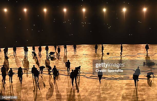 June 2015; Performers 'rise up from the earth' during the 2015 European Games Opening Ceremony at the Olympic Stadium in Baku, Azerbaijan. Picture...