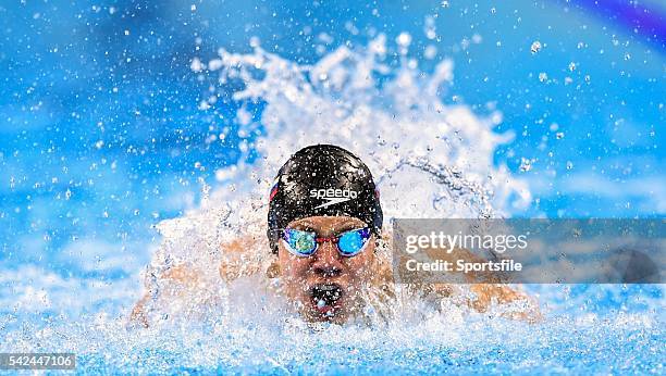 June 2015; Blaz Demsar, Slovenia, competes in the heats of the Men's 50m Butterfly event. 2015 European Games, Baku Aquatics Centre, European Games...