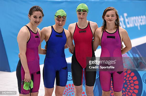 June 2015; The Ireland Women's 4x100m Medley Relay team, from left, Rachel Bethel, Emma Reid, Danielle Hill and Mona McSharry after their heat. 2015...