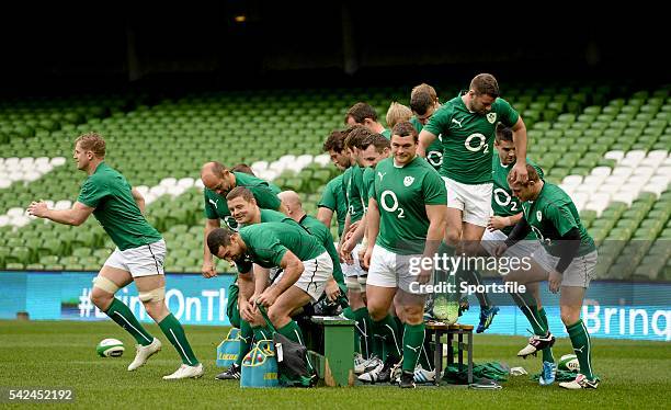 November 2013; Ireland players break from their team photograph during the captain's run ahead of their Guinness Series International match against...