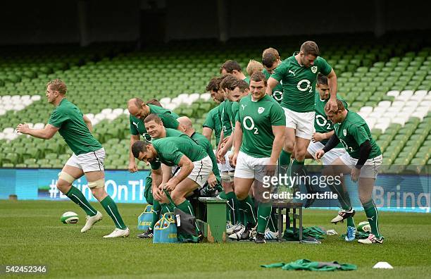 November 2013; Ireland players break from their team photograph during the captain's run ahead of their Guinness Series International match against...