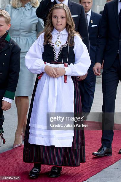 Princess Ingrid Alexandra of Norway attends a service at Nidaros Cathedral on a visit to Trondheim, during the King and Queen of Norway's Silver...