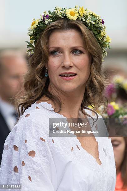 Princess Martha Louise of Norway attends a garden party during the Royal Silver Jubilee Tour on June 23, 2016 in Trondheim, Norway.