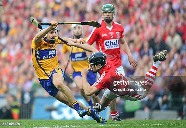 September 2013; Shane O'Donnell, Clare, is tackled by Shane O'Neill, Cork. GAA Hurling All-Ireland Senior Championship Final Replay, Cork v Clare,...