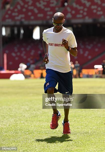 August 2015; Great Britain's Mo Farah ahead of the IAAF World Track & Field Championships at the National Stadium, Beijing, China. Picture credit:...