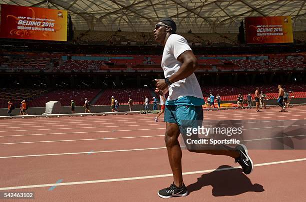 August 2015; Harry Aikines-Aryeetey of Great Britain ahead of the IAAF World Track & Field Championships at the National Stadium, Beijing, China....